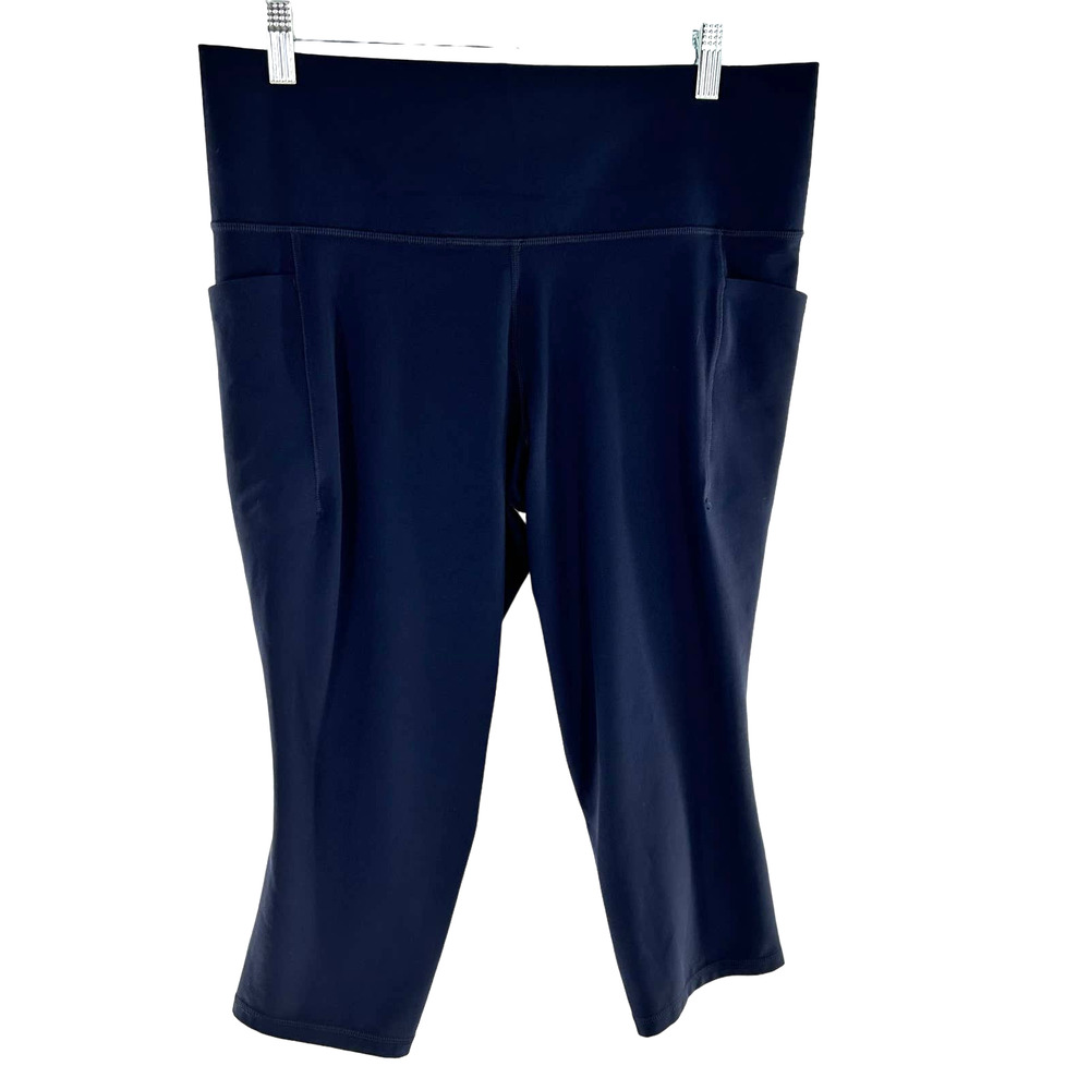 Athleta Salutation Stash Pocket II Capri Leggings Blue Women's Size XL